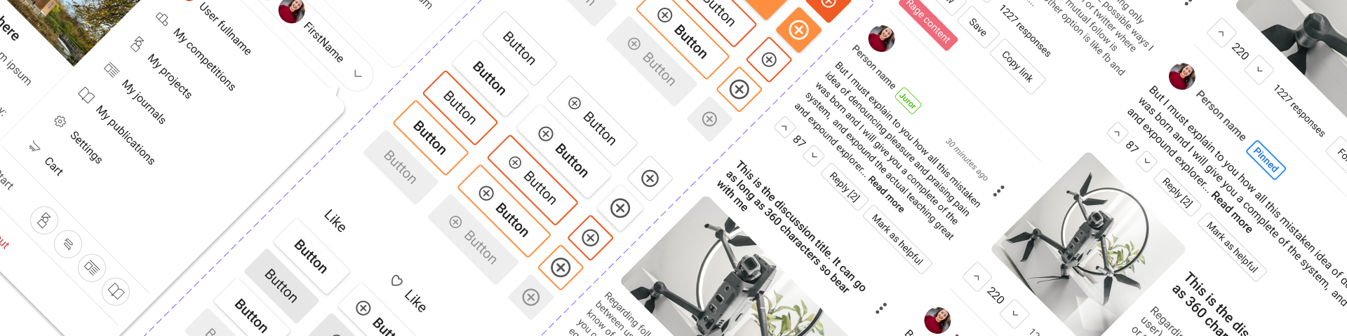 Angled collage of UNI UI library components