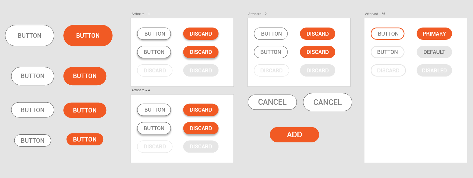 Early UI library with a handful of button styles and states