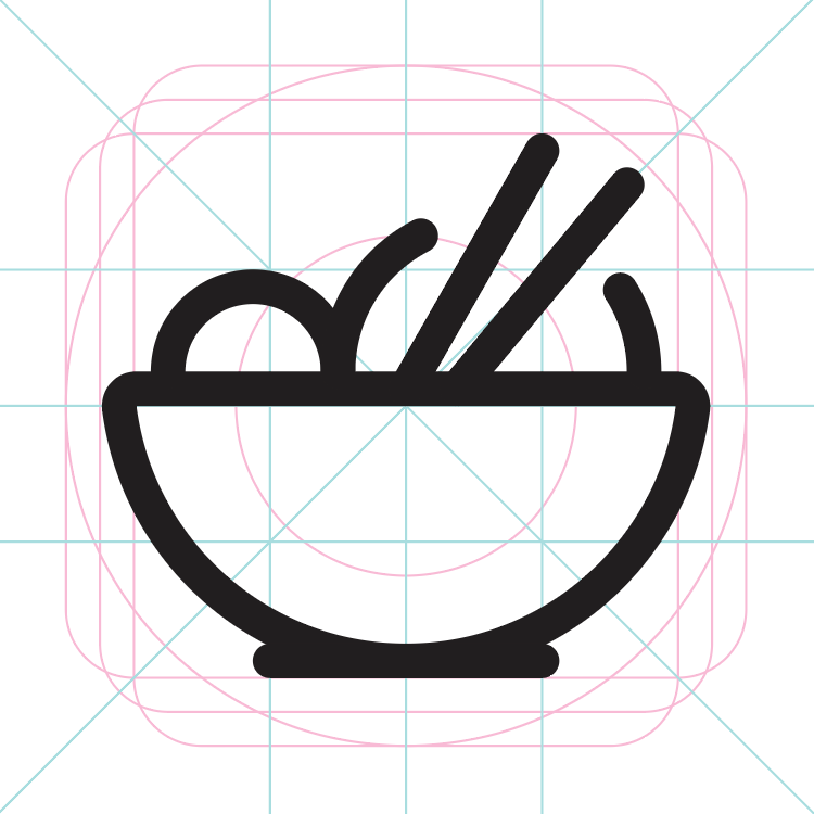 Bowl icon drawn on a keyline grid