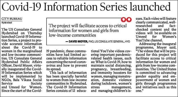Newspaper clipping: Covid-19 Information Series launched