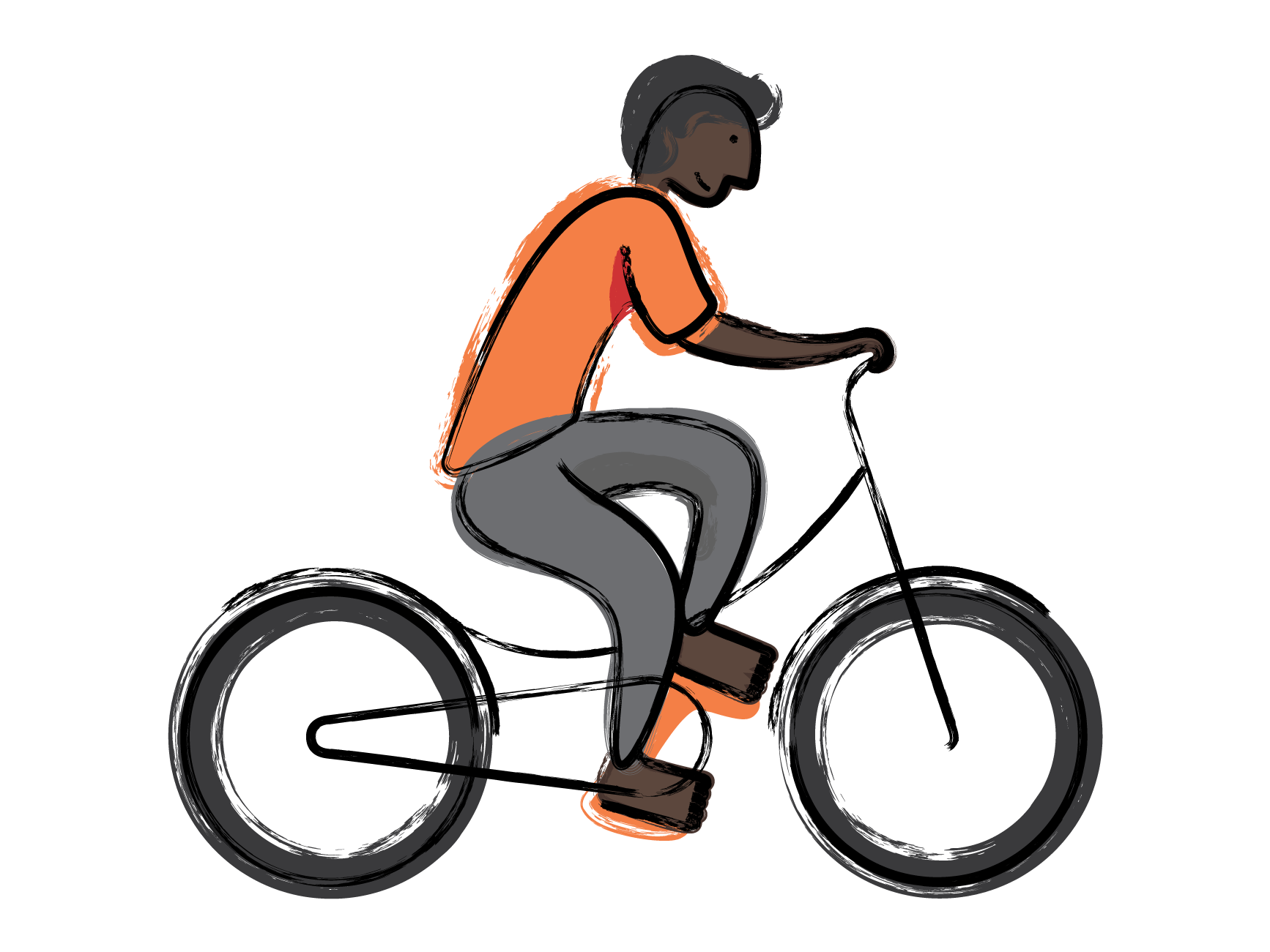 Cyclist with a darker skin tone and textured brush strokes