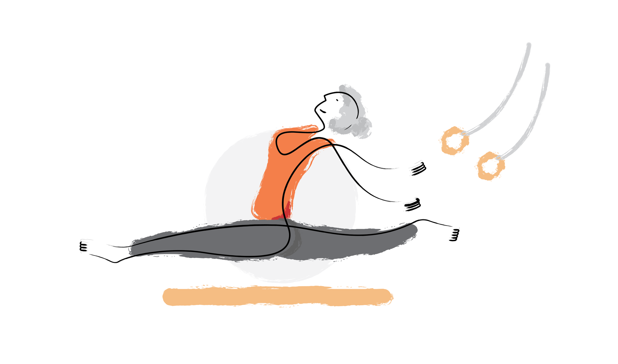 Gymnast mid-leap in the textured brush style