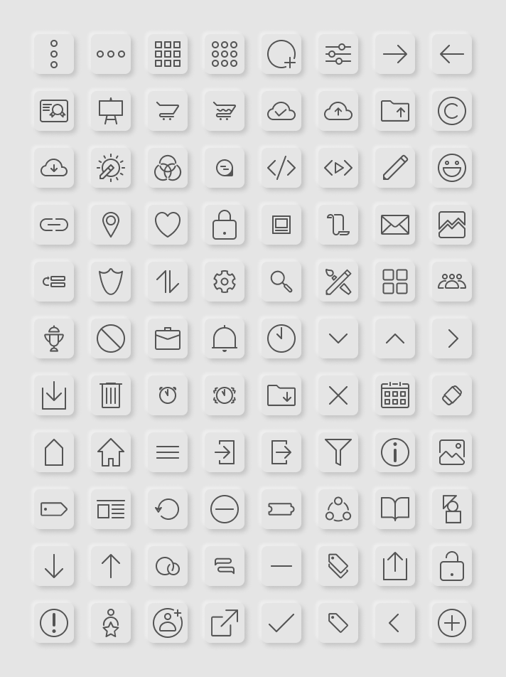 Final icon library grid of line icons