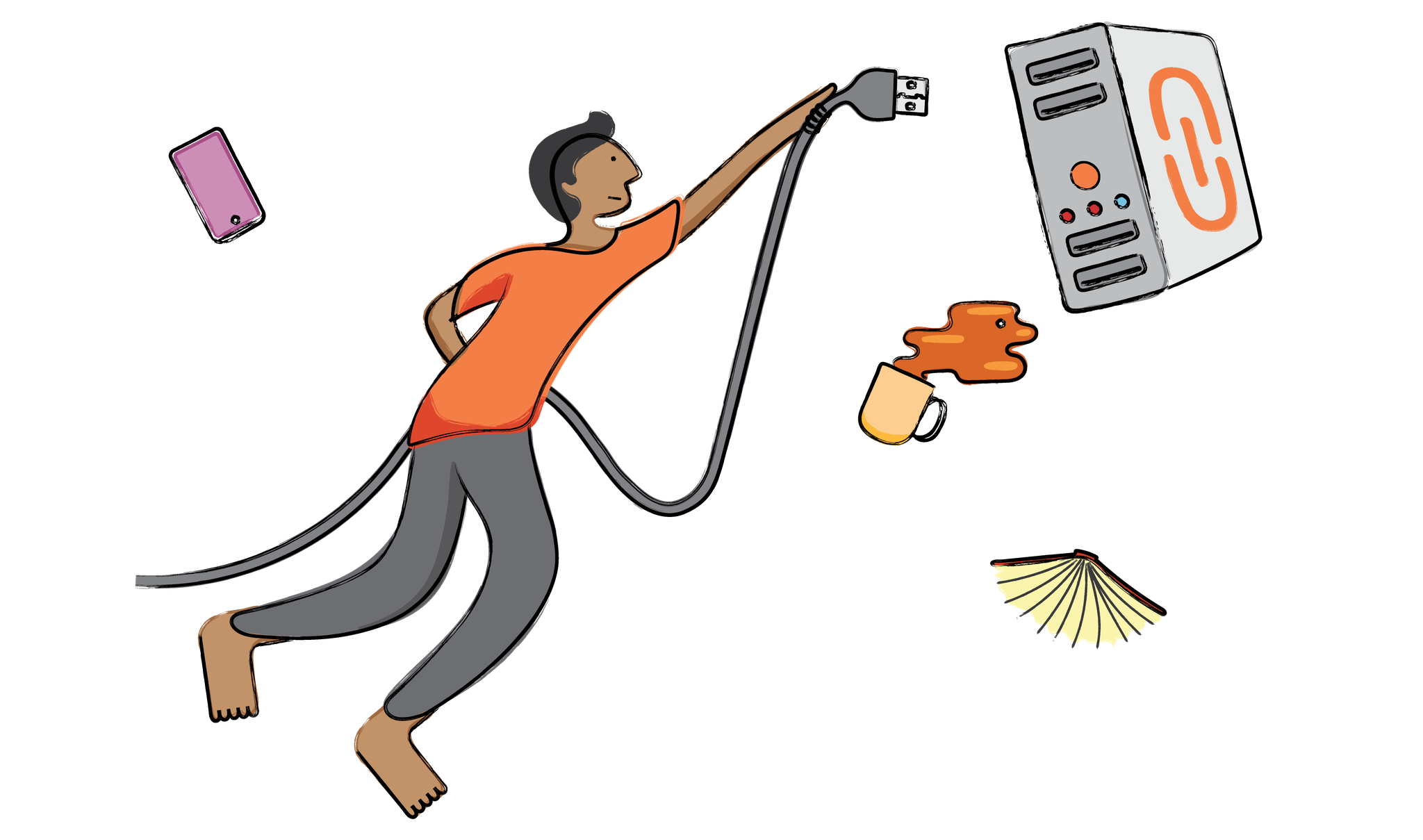 Person reaching to plug a cable into a server
