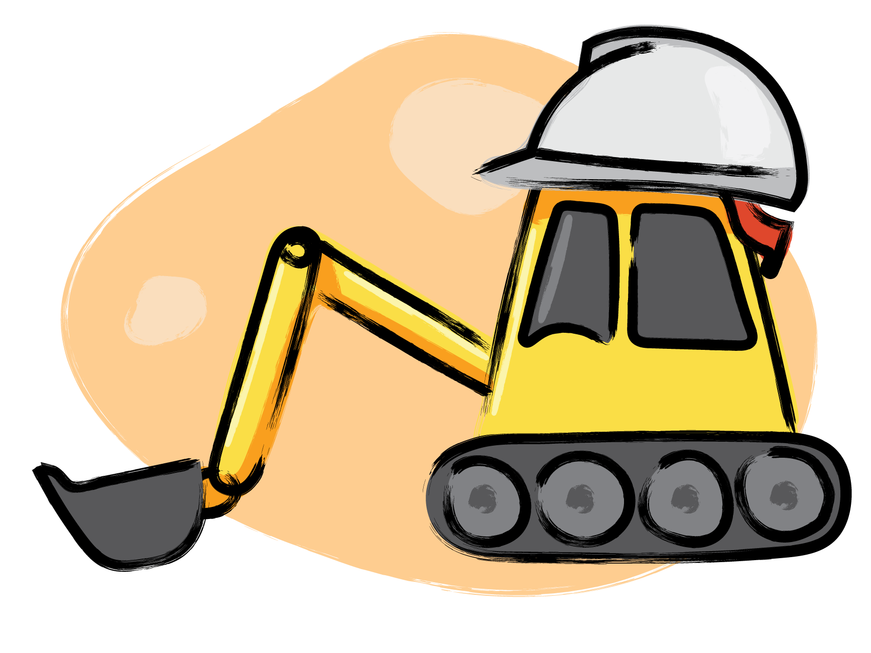 Excavator wearing a hard hat