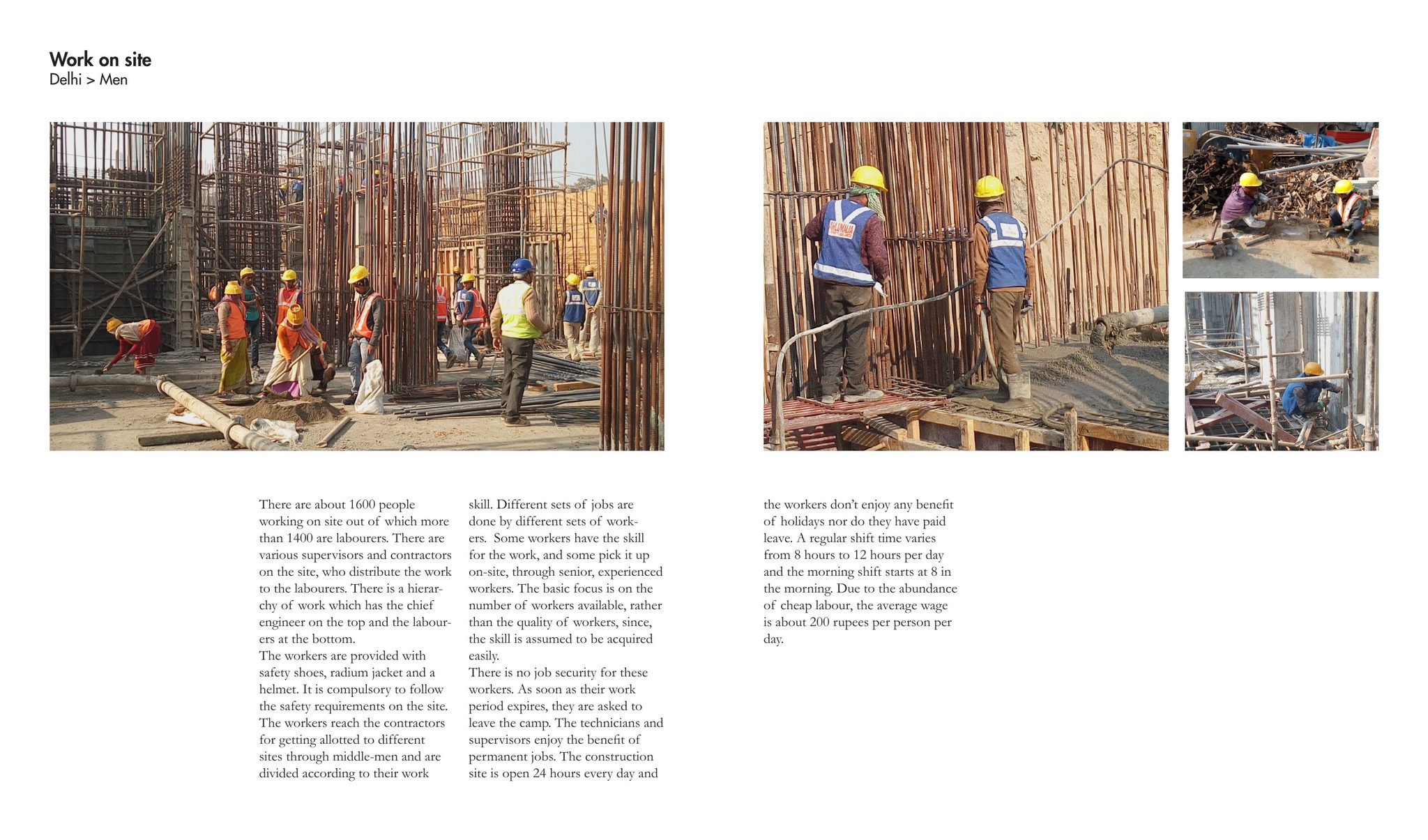 Work on site in Delhi: men on a construction site