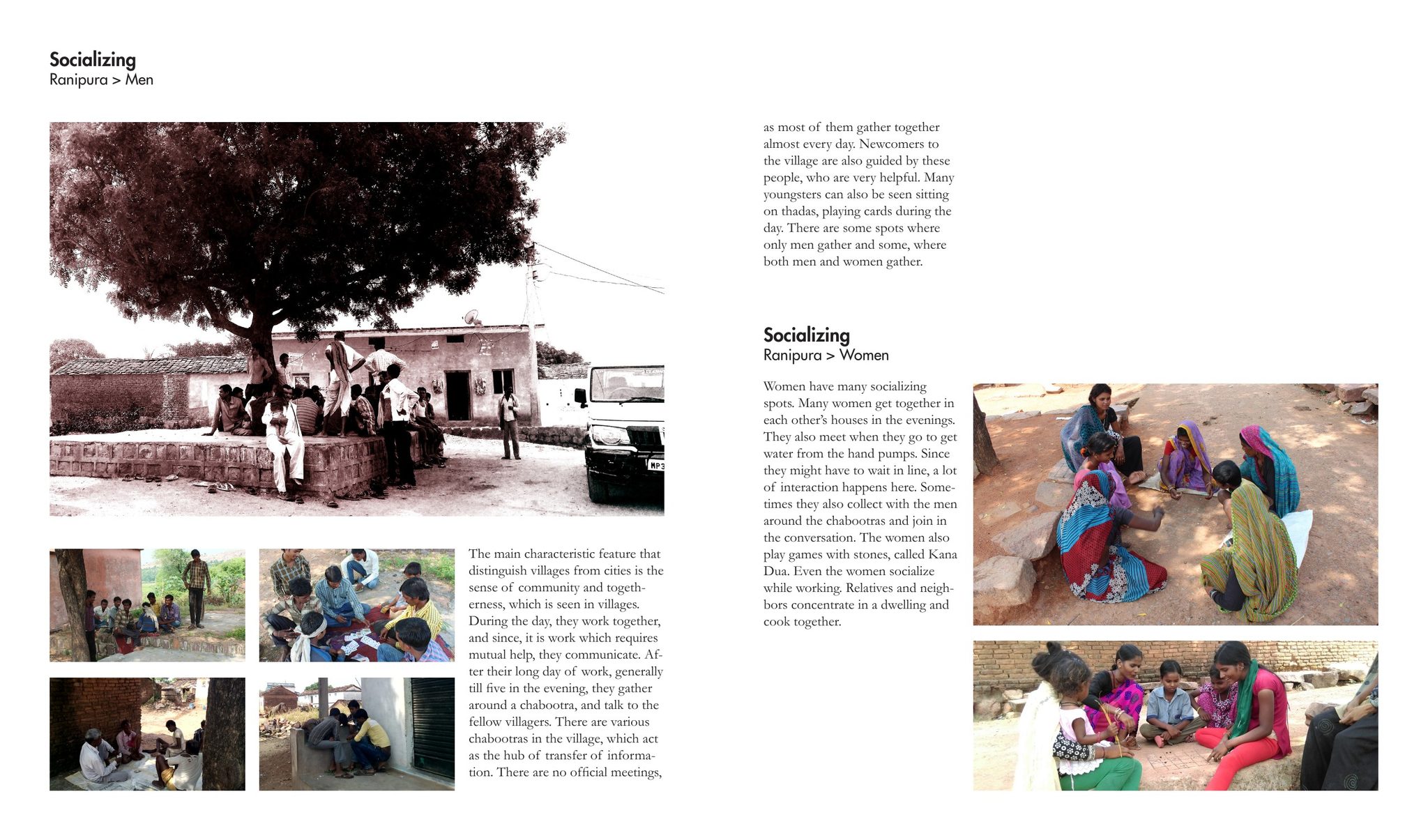 Socializing in Ranipura, among men and among women
