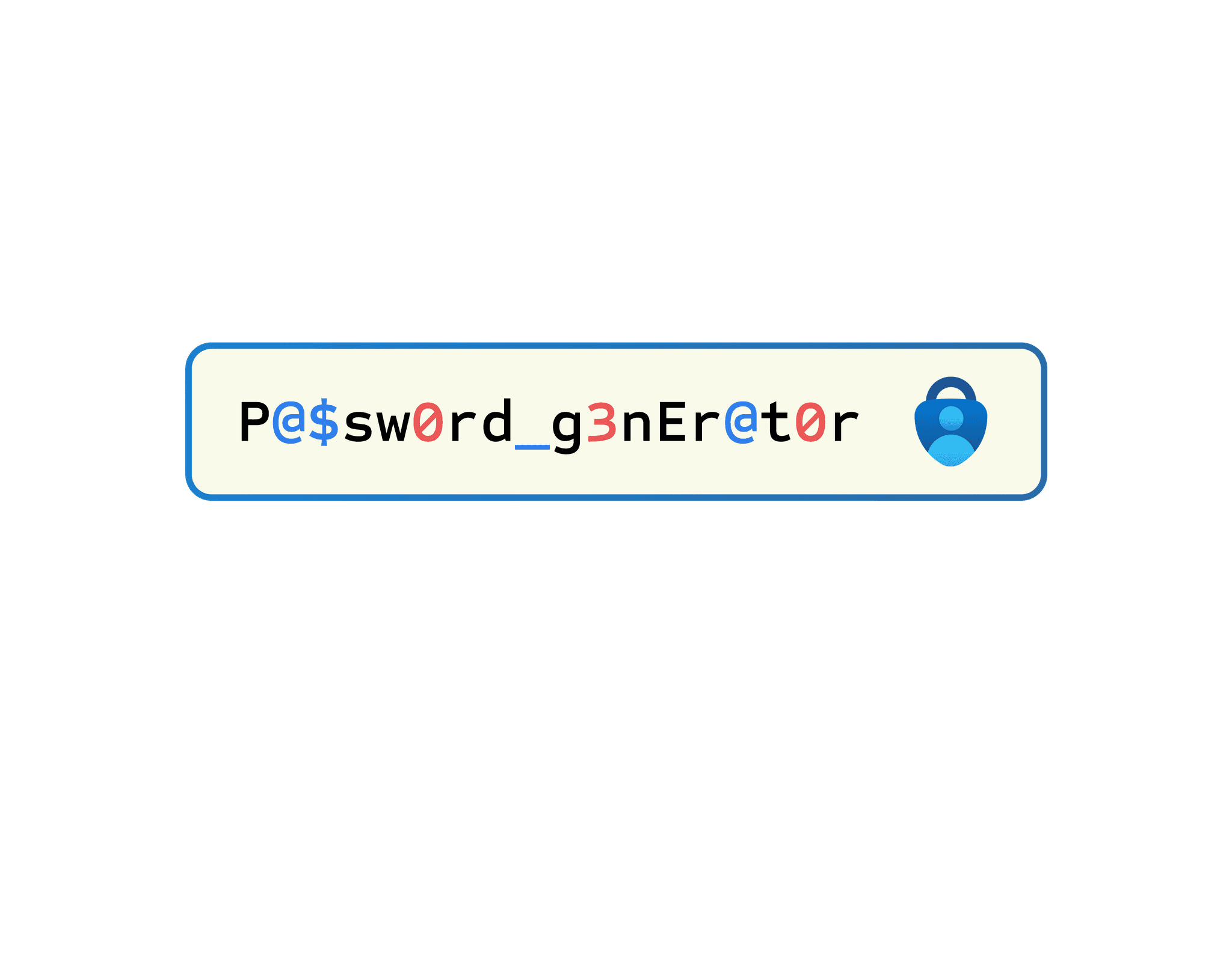 Password generator wordmark with the Microsoft Authenticator icon