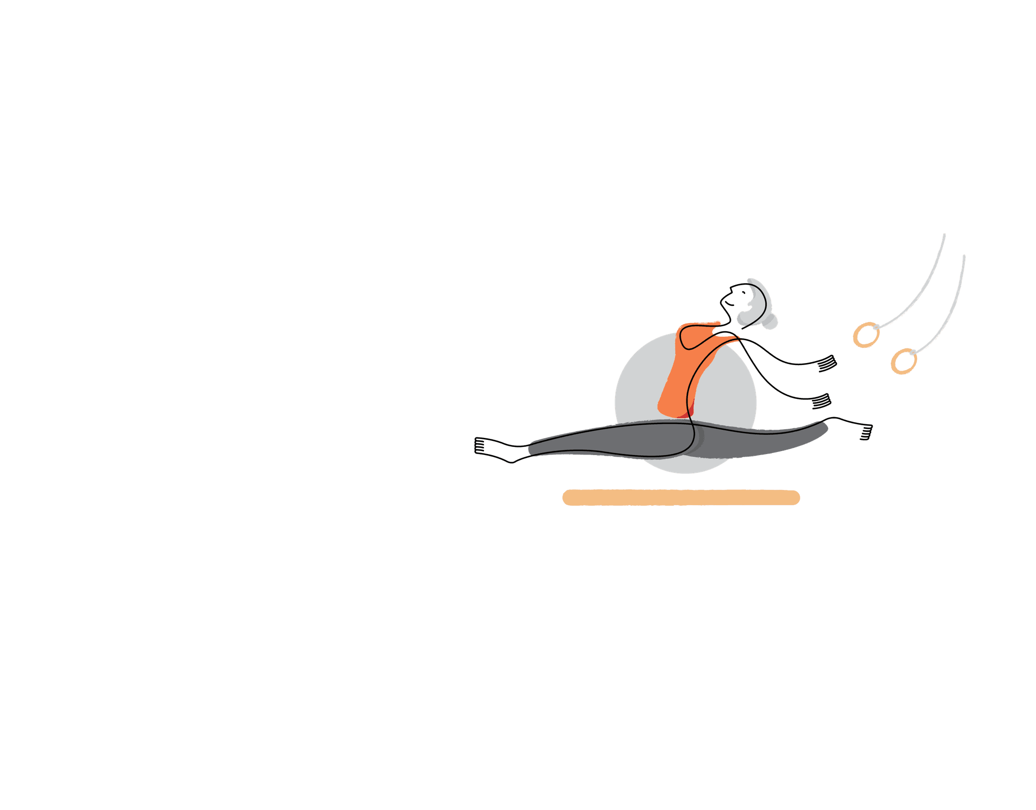 Illustrated character stretching in the Unide style